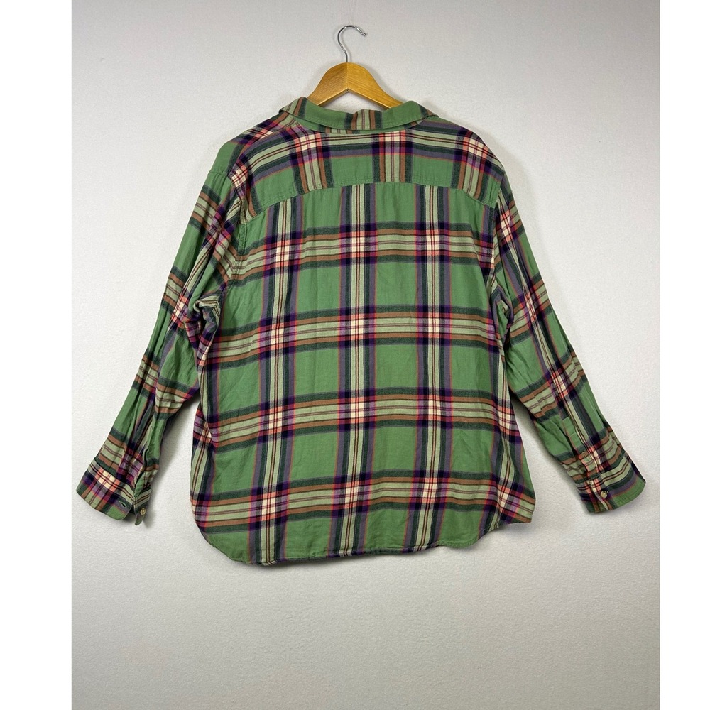 Cabincore Chaps Womens 3X Green Plaid Cotton‎ Long Sleeve Button Down Shirt - Picture 2 of 9